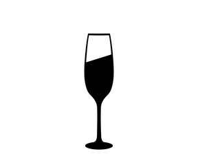 Champagne glass icon symbol. Alcohol and cocktail drink menu. Glass drink champagne illustration on transparent background PNG. 

