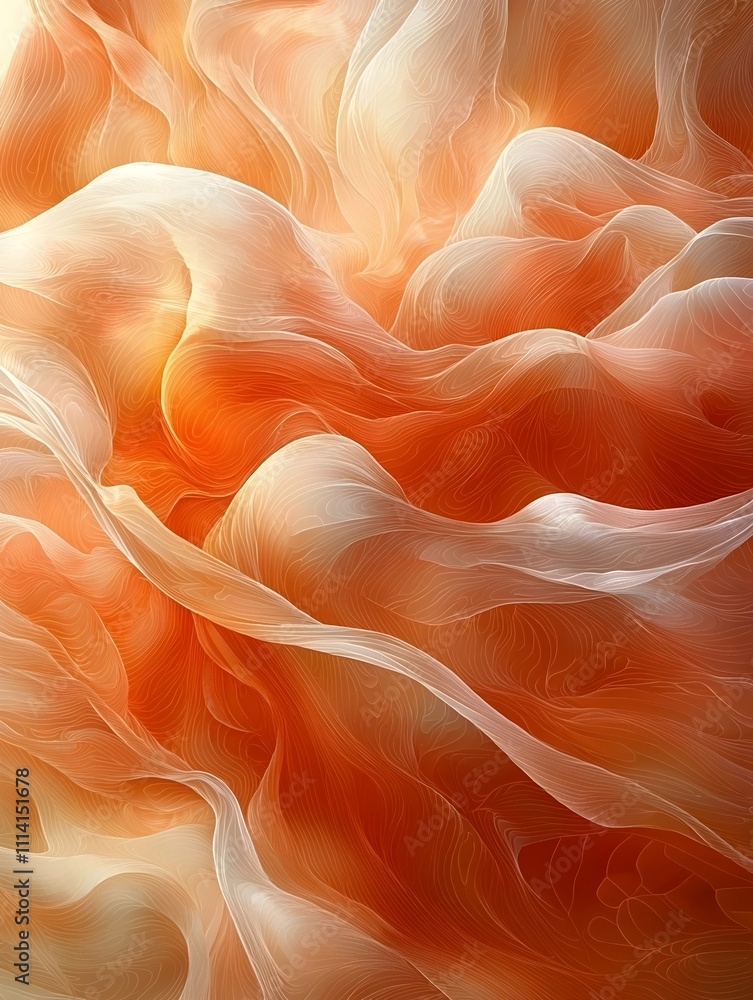 Aufkleber an abstract arrangement of flowing orange and cream fabric-like textures, beautifully layered and il