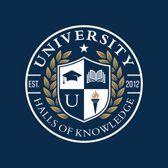 University college school badge logo design vector image. Education badge logo design. University high school emblem