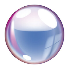 Transparent soap bubble isolated on white background