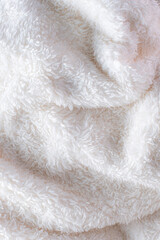 white plush fabric texture background , background pattern of soft warm material