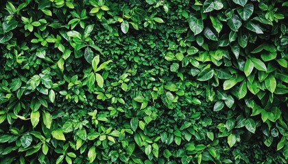 Obraz premium A lush wall of green plants creating a natural backdrop