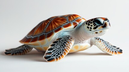 Sea turtle reptile animal white background.