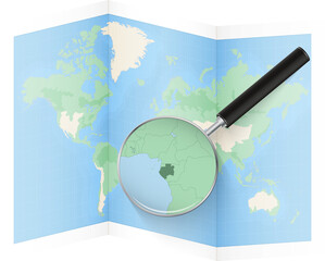 Magnified View of Gabon on World Map