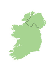 Isolated silhouette of Ireland with border between Northern Ireland