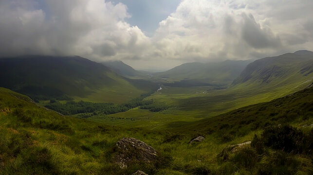 Stunning Summer Panorama of Glencoe Valley.