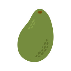 Summer green whole avocado. Hand drawn cartoon fruit illustration.