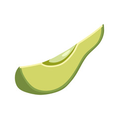 Summer green slice of avocado. Hand drawn cartoon fruit illustration.