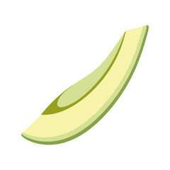 Summer green slice of avocado. Hand drawn cartoon fruit illustration.