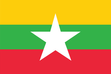 myanmar shiny realistic 3d background national waving flag