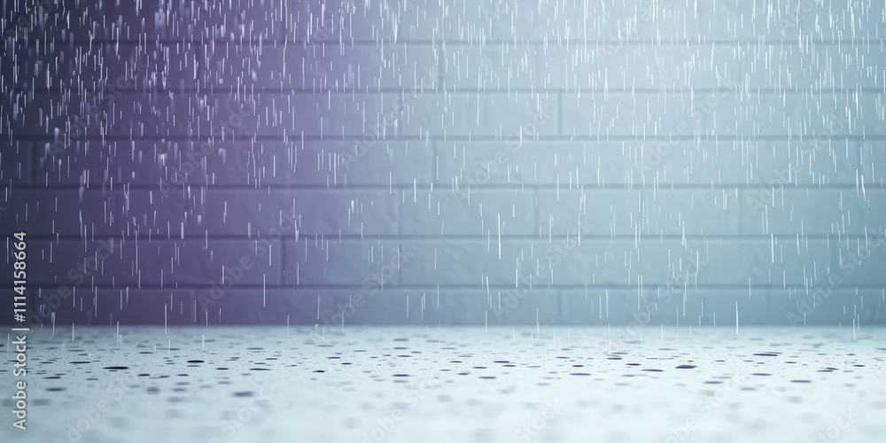 Aufkleber a serene image of rain falling against a brick wall, creating a calming atmosphere with reflections 