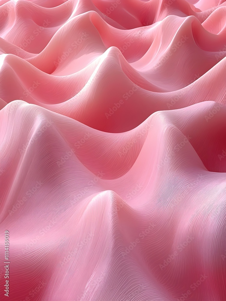 Poster A mesmerizing abstract wave pattern in soft pink hues, conveying a sense of fluidity and tranquility. The smooth curves create a calming visual experience.
