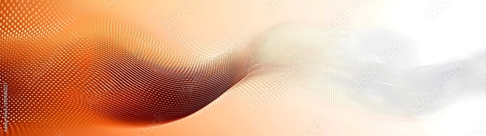 Poster abstract flowing wave pattern in warm hues of orange, brown, and white. the smooth curves create a s