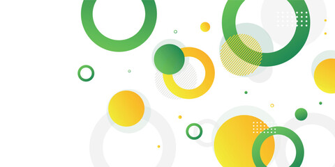 Green and yellow circle banner background. Vector abstract graphic design banner pattern background template.