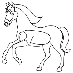 Horse icon  single line art, continuous one line drawing of  Isolated outline vector art