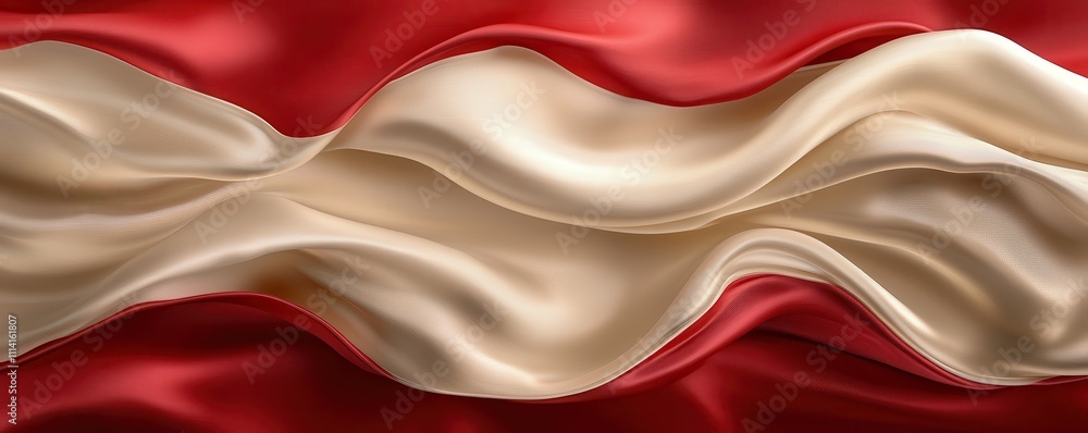 Poster a red and beige silk fabric flows in the air, creating a beautiful abstract pattern. abstract art il