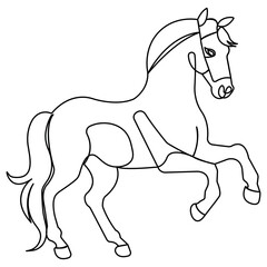 Horse icon  single line art, continuous one line drawing of  Isolated outline vector art