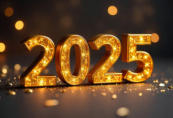 2025 gold for happy new year and holiday