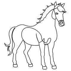 Horse icon  single line art, continuous one line drawing of  Isolated outline vector art