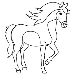 Horse icon  single line art, continuous one line drawing of  Isolated outline vector art