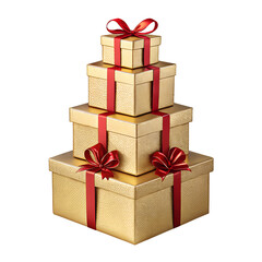 Fototapeta premium Gift box png transparent background isolated white trendy christmas anniversary happy birthday festive gold color gift box package present ribbon bow greeting single shopping new year 2025 download