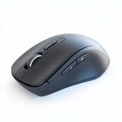 Sleek modern computer mouse with ergonomic design and customizable buttons, isolated on a white background.
