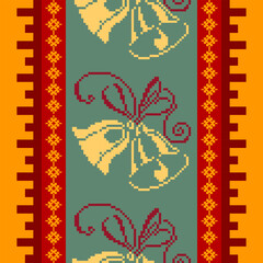 Winter Holiday Pixel Pattern. Traditional Christmas Star Ornament. Scheme for Knitted Sweater Pattern Design. Seamless Vector Background.