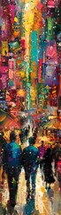 Fototapeta premium Dive into the world of Impressionism through a wide-angle view of a bustling market scene, 
