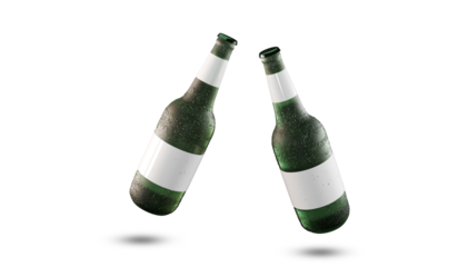 wine bottle and glass 3d illustration png