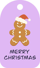 Cute gingerbread man label text tag for Christmas.