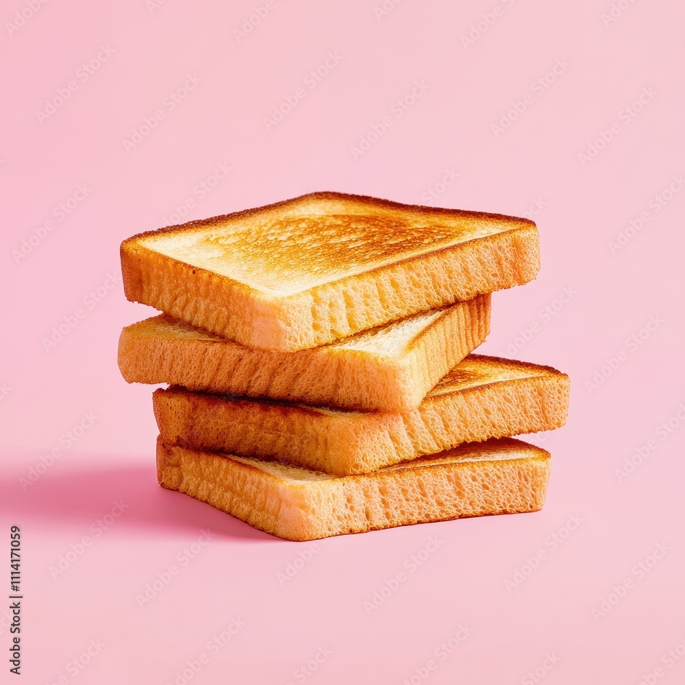 Poster fresh slices of toast isolated on a plain background.