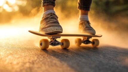Friends in masks practicing skate tricks on a fogshrouded ramp, closeup on wheels spinning, dynamic, overlay of graffiti shadows, urban energy