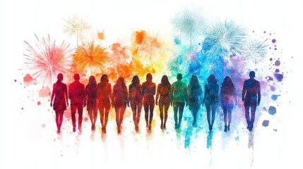 Fireworks people adult white background.