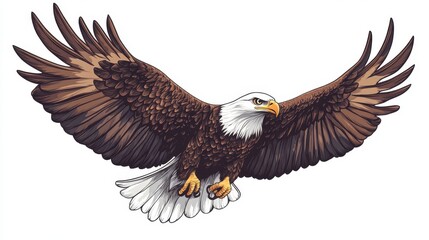 Fototapeta premium American bald eagle animal flying bird.