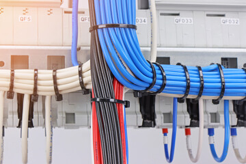 Electrical insulated copper mounting wires tied with nylon ties. Sunflare. 