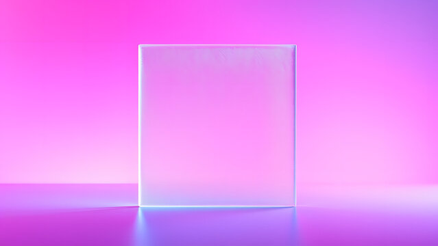 Frosted Glass UI Element on Neon Pink and Blue Gradient Background &ndash; Abstract Minimal Design