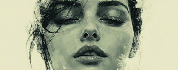 Painting portrait drawing sketch.