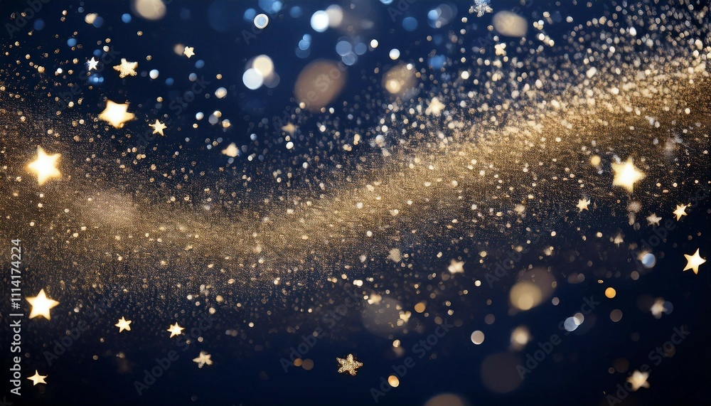 Poster elegant christmas background with a blend of gold and silver sparkles on a dark navy canvas the spar