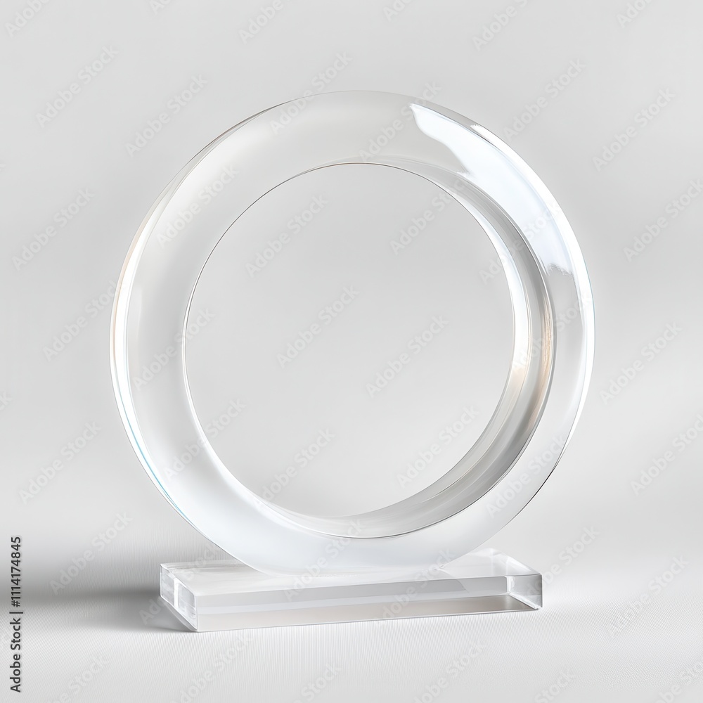 Poster white isolated acrylic block with circular shape.