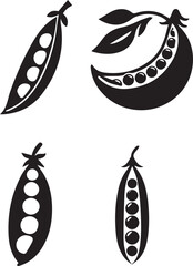 Pea Pod Silhouettes - Fresh and Minimalist Vegetable Vector Art