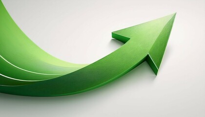 green arrow symbol representing growth and progress on a minimalistic background isolated on white background