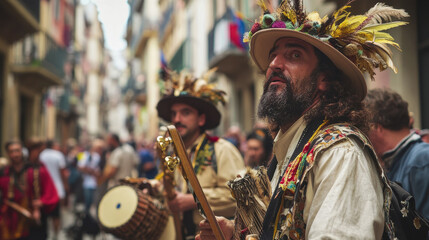 Obraz premium Tamborrada in San Sebastian is a holiday in Spain. a holiday in Spain