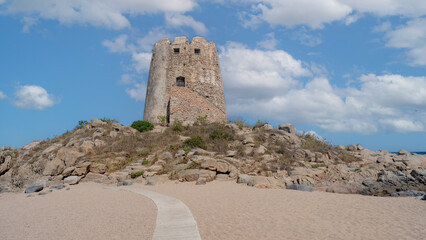 tower of Bari old Spanish tower of the village of Barisardo, central Sardinia