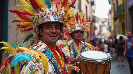 Fototapeta premium Tamborrada in San Sebastian is a holiday in Spain. a holiday in Spain