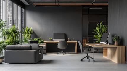 Modern and Minimalist Office Space with Industrial Decor