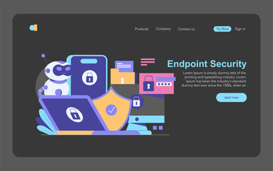 AI Cybersecurity. Flat Vector Illustration