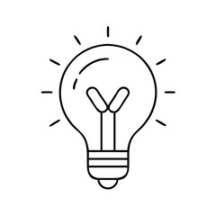 Light bulb icon representing ideas and innovation, minimalistic line design with copy space
