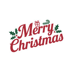 Obraz premium Merry Christmas lettering typography winter holiday design and color gift, snowflakes, snow, Vector illustration.