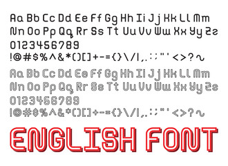 Illustration vector of English fonts alphabets from A to Z with numbers 0 to 9 and punctuation marks