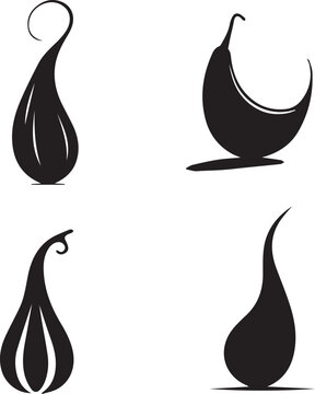 Pointed Gourd Silhouette Vector Set &ndash; Decorative Abstract Shapes